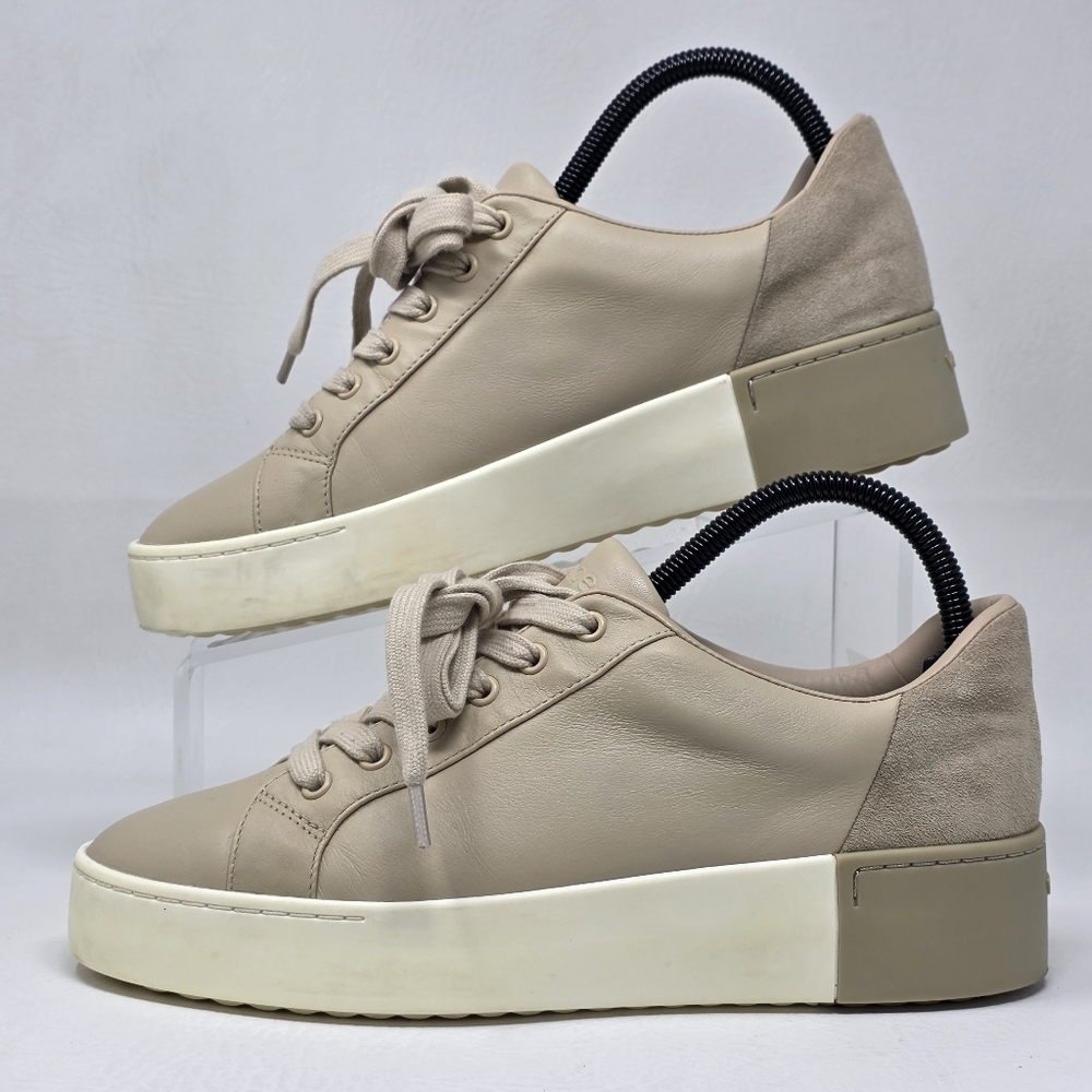 Vince Bensley Women's Platform Leather Lace-Up Sneaker Size 7.5 Pre-owned - Picture 3 of 11